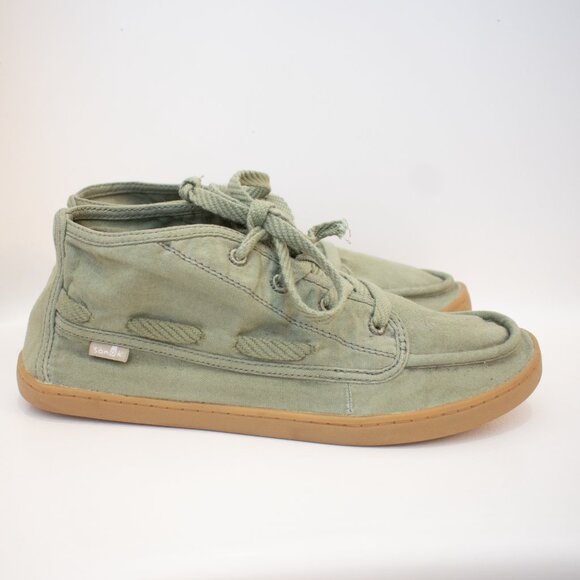 Sanuk Women’s Vee Canvas Shoe Green/Khaki Size 7 - Picture 2 of 7